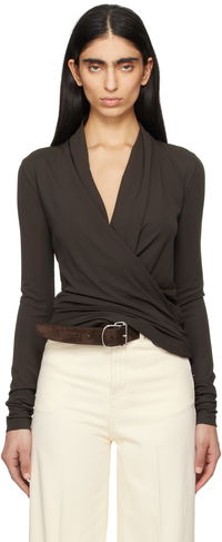TOTEME Overlapped Jersey Wrap Top