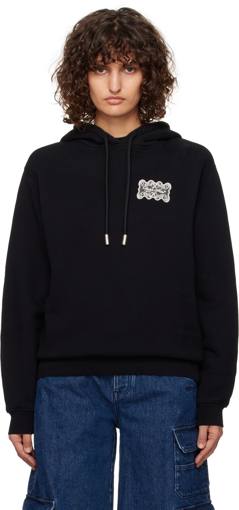 Pulover Off-White Lace Label Hoodie Črna | OWBB035F24FLE0061001