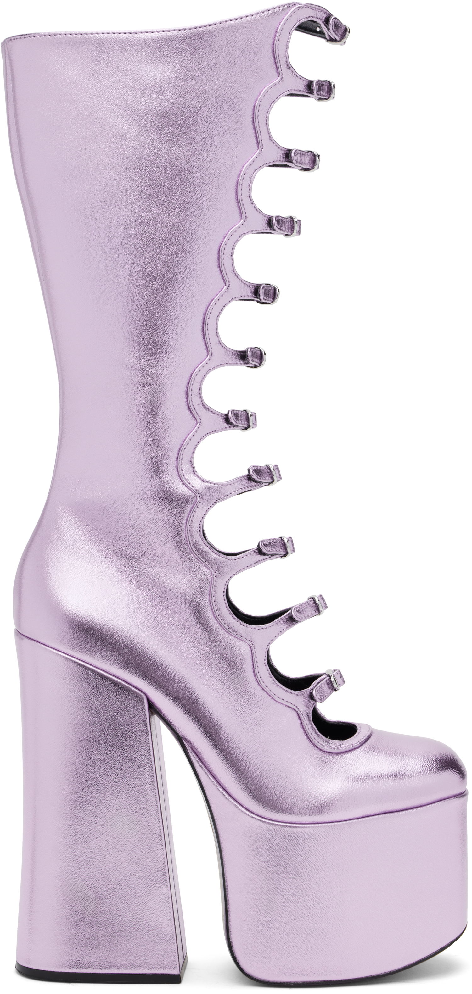 Nega čevljev Marc Jacobs Marc Jacobs 'The Metallic Kiki' Knee-High Platform Boots Lila | 2R4FBO001F01, 0