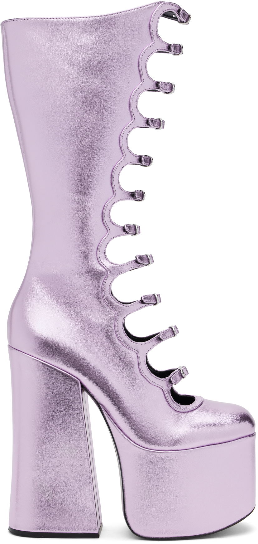 Nega čevljev Marc Jacobs Marc Jacobs 'The Metallic Kiki' Knee-High Platform Boots Lila | 2R4FBO001F01