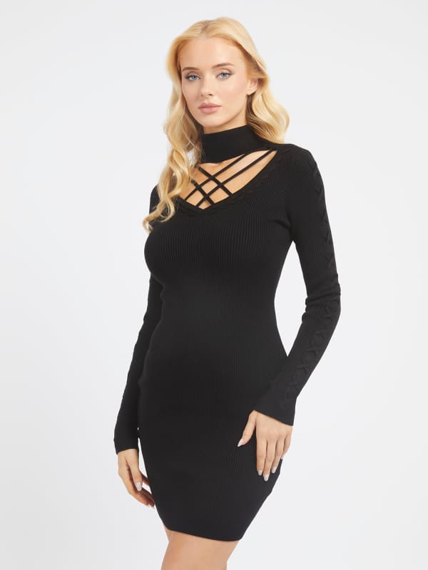 Obleke GUESS Cut-Out Mini Sweater Črna | W3BK0WZ2YJ2, 0