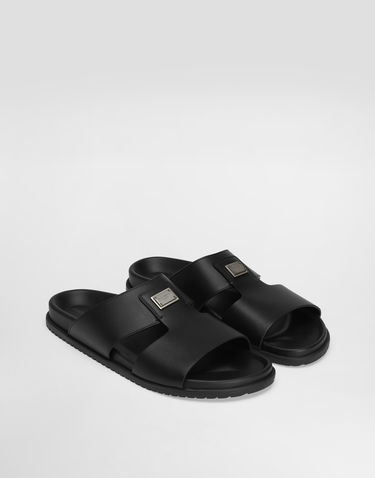 Modni dodatki Dolce & Gabbana Dolce & Gabbana Calfskin Slides Črna | A80506A9Q6780999, 1