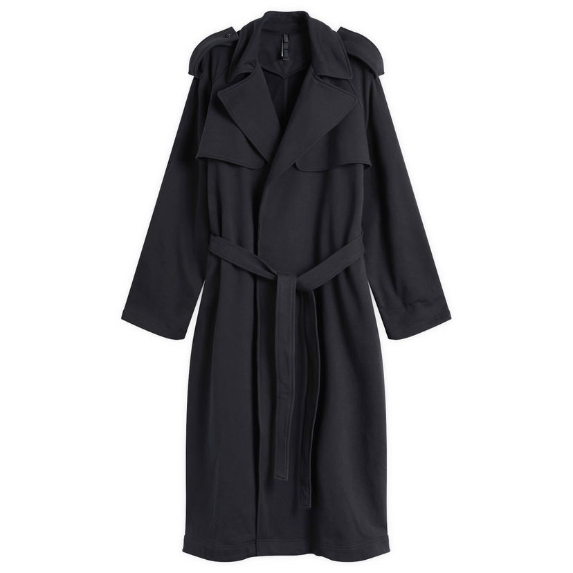 Trenčkot SKIMS Boyfriend Fleece Trench Coat Črna | LS-LST-8018W-ONX
