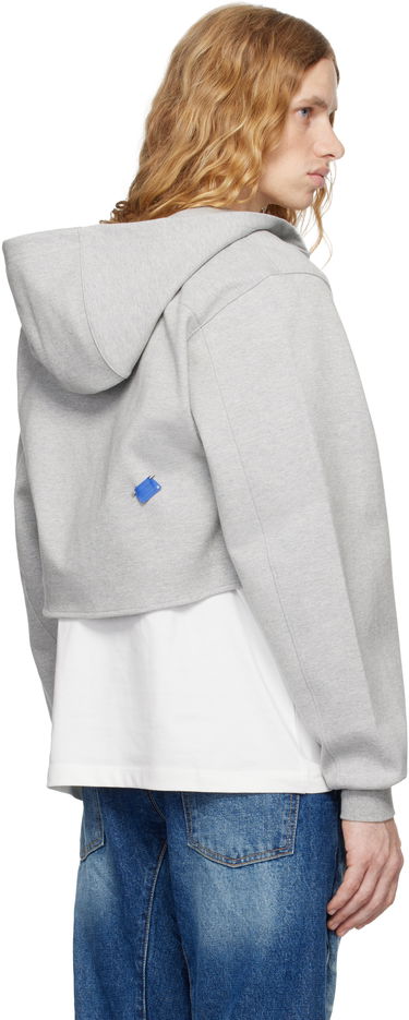 Pulover ADER ERROR Cropped Button Hoodie Siva | BN01FWHD0401GR, 2