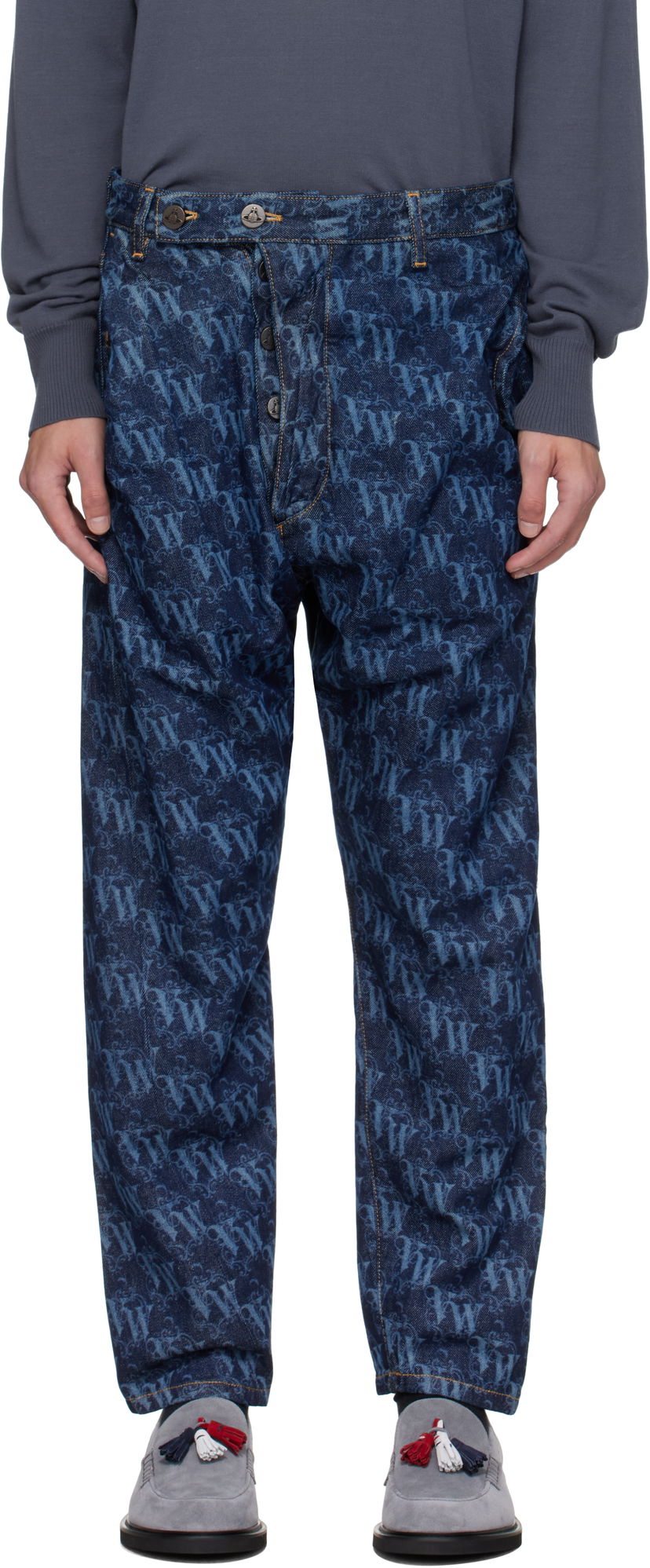 Kavbojke Vivienne Westwood Vivienne Westwood Drunken Patterned Jeans Modra | 3902000X-W014I-AAA-