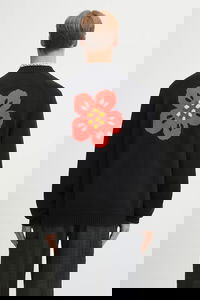 Kenzo Wool Blend Cardigan with Flower Design