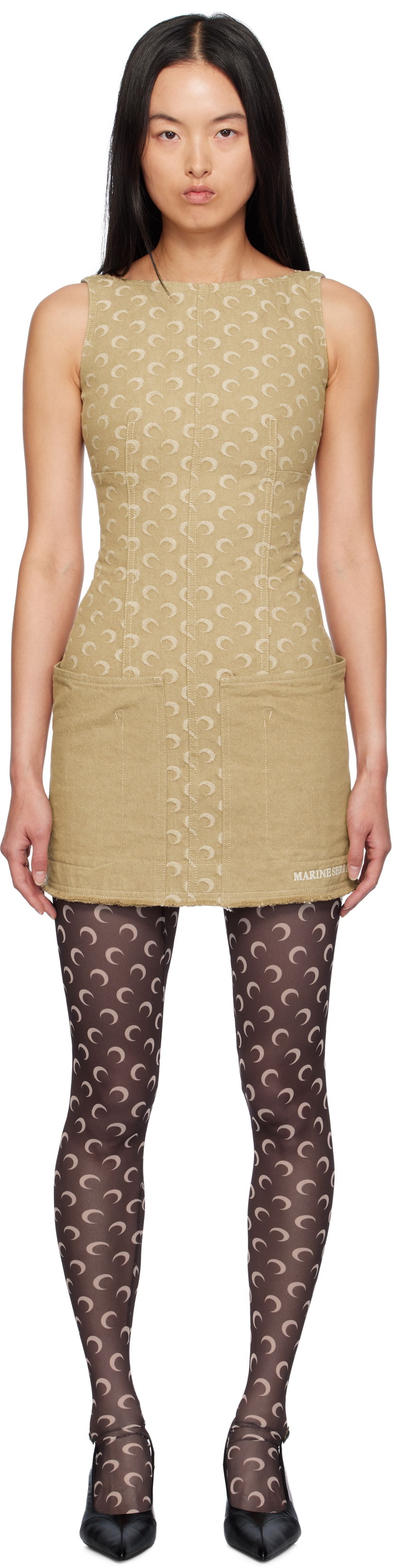 Obleke Marine Serre Jacquard Twill Minidress Bež | WDR292A