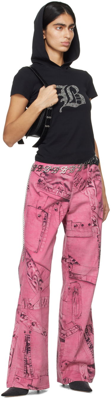 Kavbojke Blumarine Blumarine Trompe L'œil Print Wide-Leg Jeans Roza | P422J128A, 3