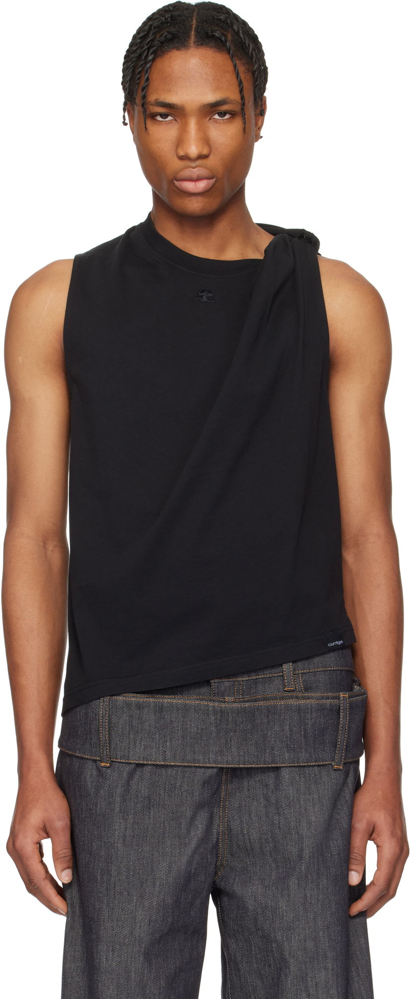 Majica brez rokavov Courrèges Courrèges Twist Tank Top Črna | 125JDE119JS0107