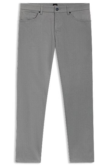 Hlače BOSS Maine Regular-Fit Micro-Patterned Stretch Cotton Trousers Siva | 50543935