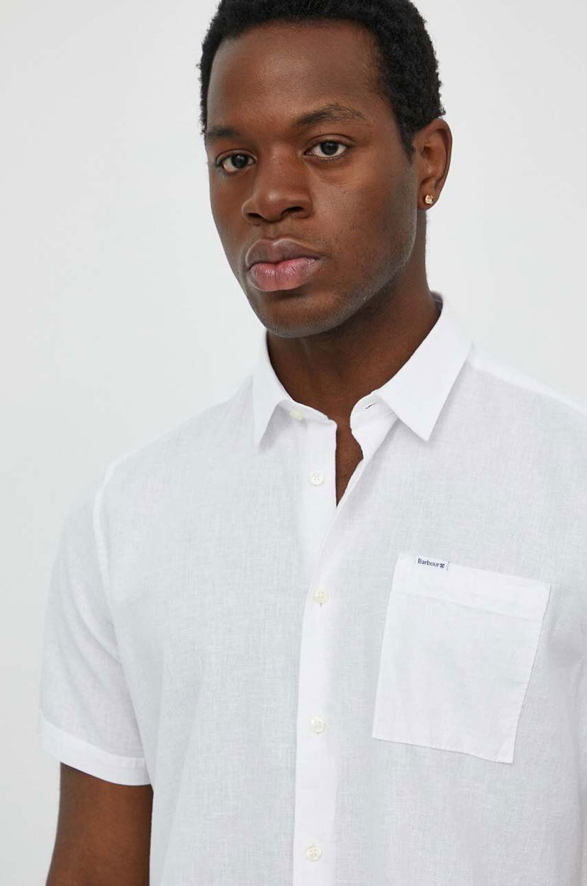 Srajce Barbour Barbour Linen Shirt, Regular Fit Bela | MSH5093