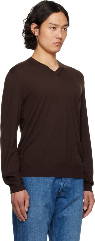 Pleteni pulover The Row The Row Dimarco V-Neck Sweater Rjava | 917-Y590, 1