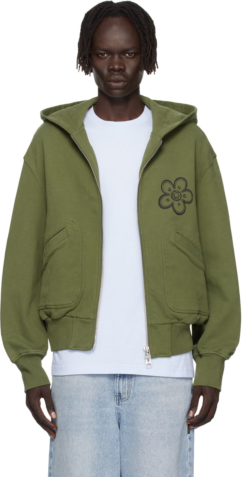 Pulover KENZO Kenzo Paris Futura 2000 Edition Boxy Full-Zip Hoodie Zelena | FF65HO5514MT