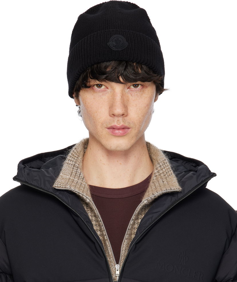 Beanie Moncler Moncler Logo Patch Beanie Črna | K10913B00022M1367