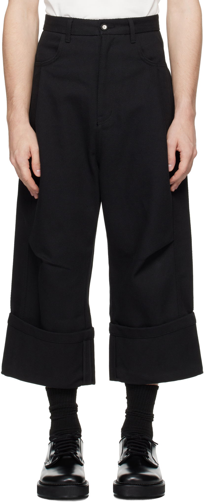 Hlače ADER ERROR Trousers With Cuffed Hems Črna | BN01FWBT0102BK