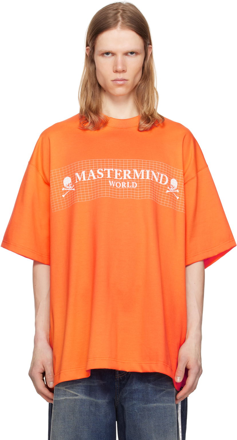 Majica Mastermind WORLD Mastermind World Oversized Grid T-Shirt Oranžna | MW25S14-TS041-022