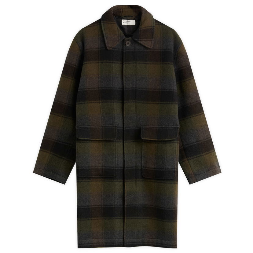 Plašči Universal Works Universal Works Berlin Wool Check Account Coat Zelena | 33103-BLB
