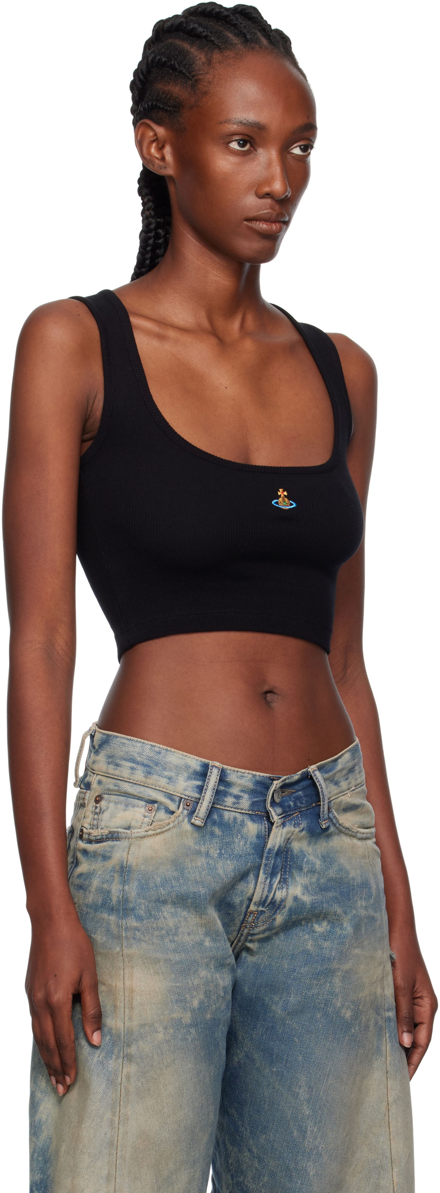 Majica brez rokavov Vivienne Westwood Vivienne Westwood Cropped Rib Tank Top Črna | 1G010011-J009C-, 1