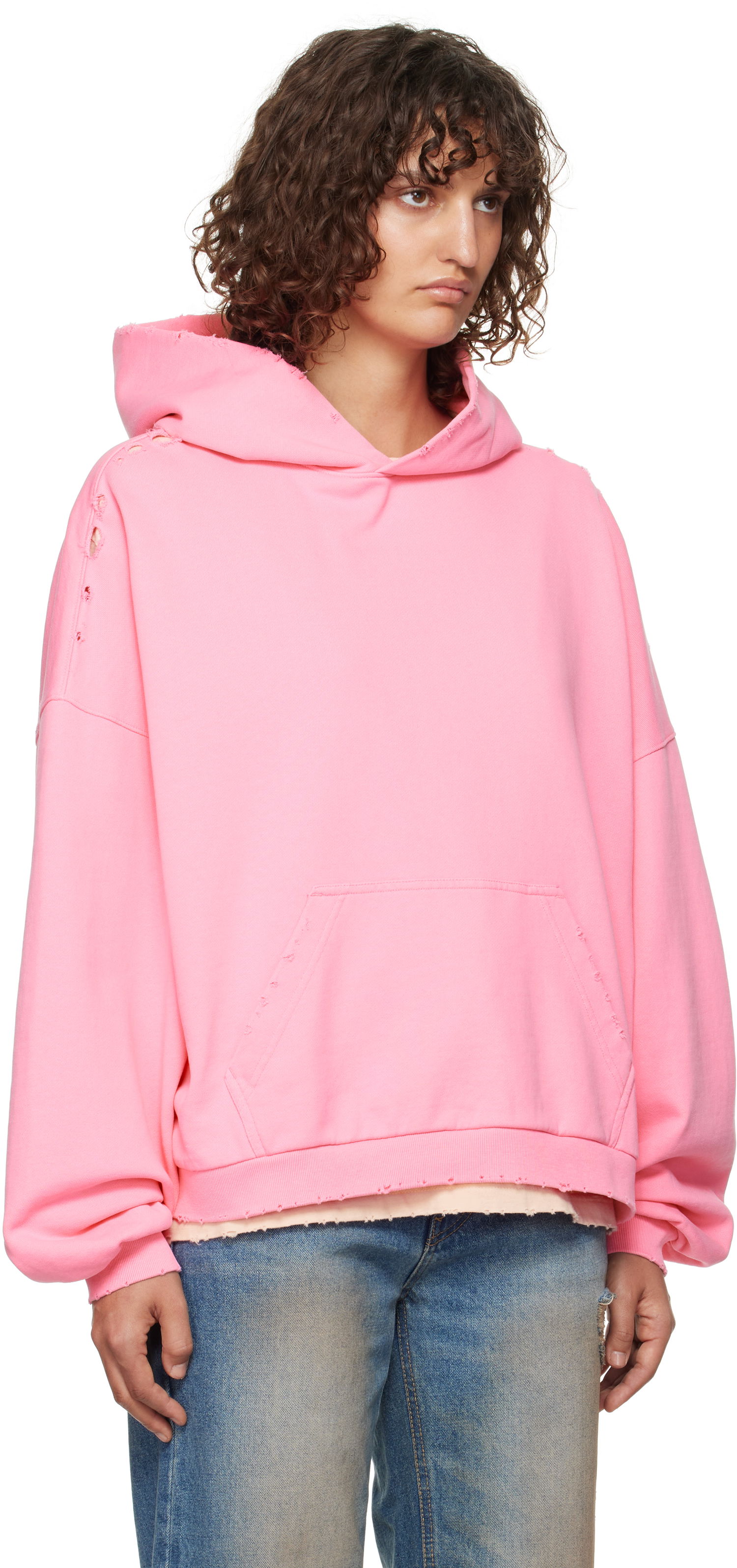 Pulover We11done Monster Pony Distressed Hoodie Roza | WD-TH3-24-828-U-PK, 1