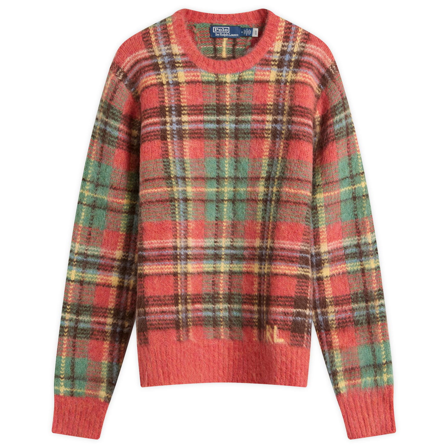Pleteni pulover Polo by Ralph Lauren Ralph Lauren Mohair Check Knit Jumper, Size Large Rdeča | 710978083001-Red, 1