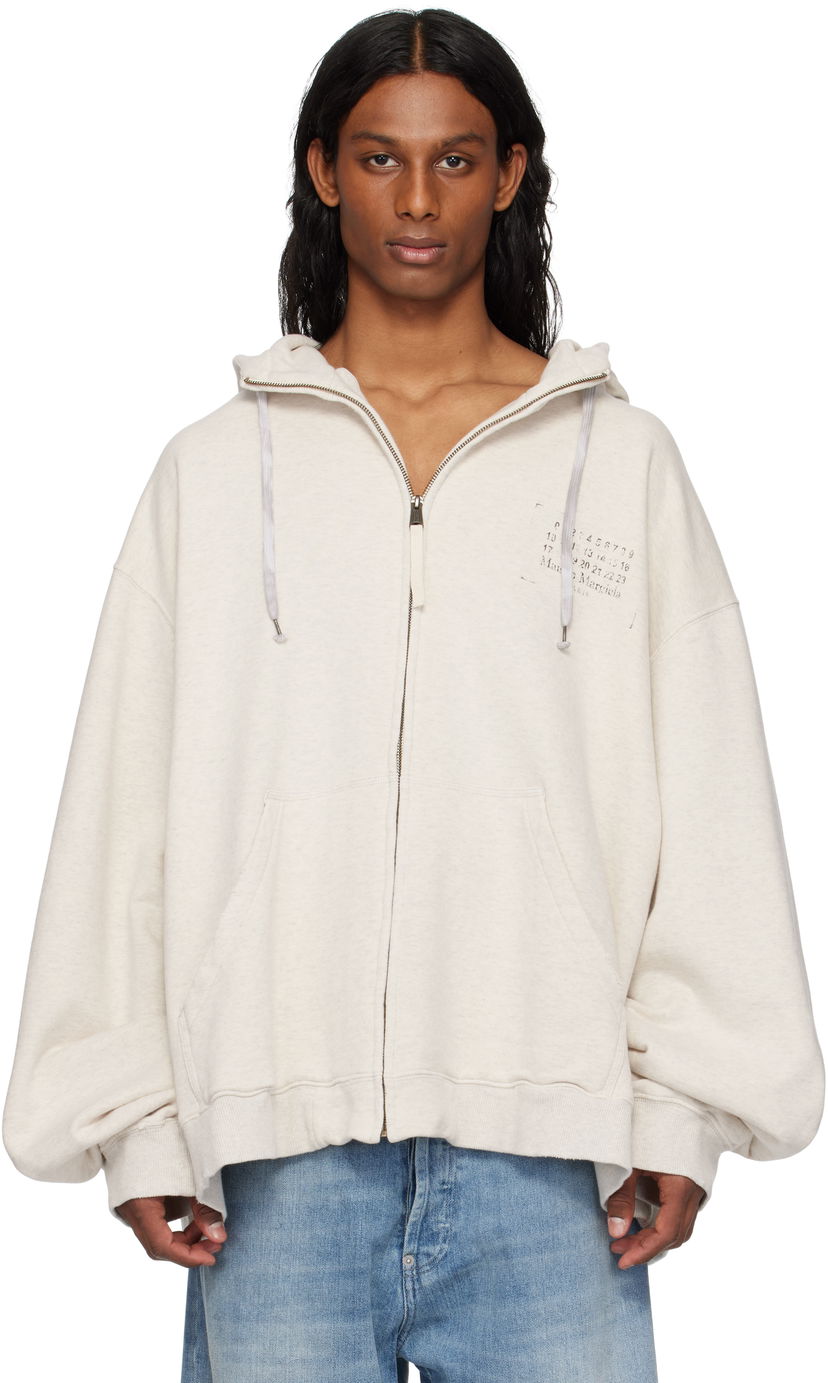 Pulover Maison Margiela Maison Margiela Stamp Logo Zip Hoodie Bež | S50HG0048 S25614