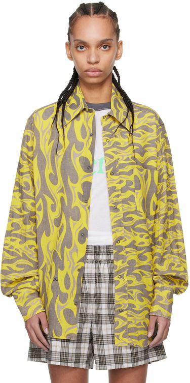 Srajce ERL ERL Flame Print Relaxed Shirt Rumena | ERL08B004, 0