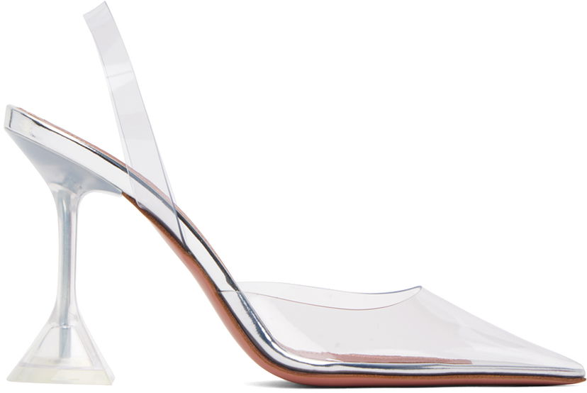 Superge in čevlji Amina Muaddi Transparent Holli Glass Sling Heels Bela | HOLLI GLASS SLING PVC