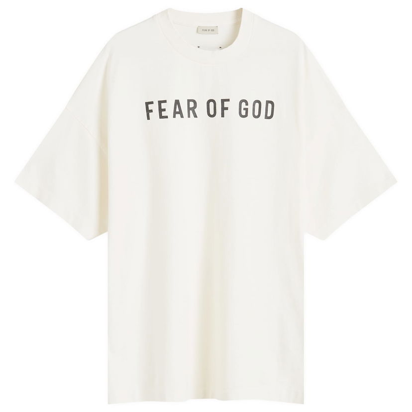 Majica Fear of God Text Print T-Shirt Cream Bela | FG24FW50-10155LBHWJ-107