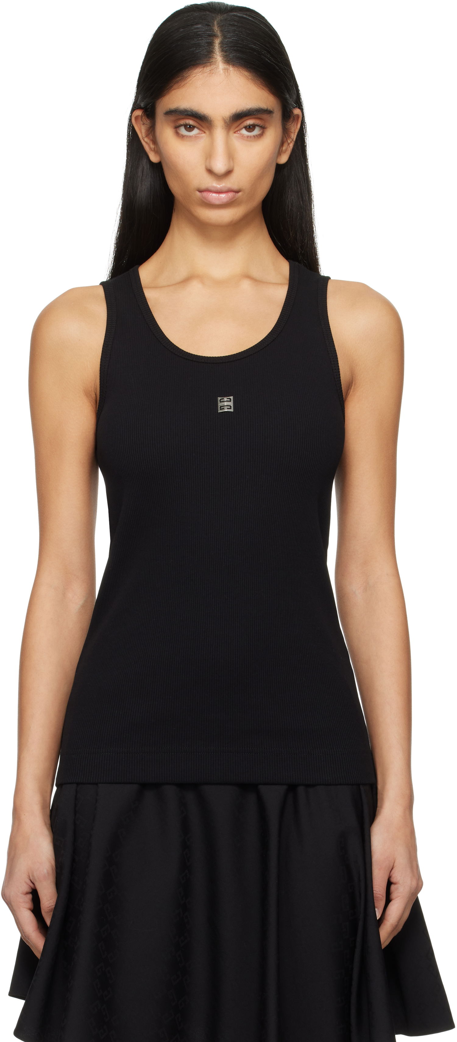Majica brez rokavov Givenchy Ribbed Tank Top Črna | BW70CH3YHY001, 0