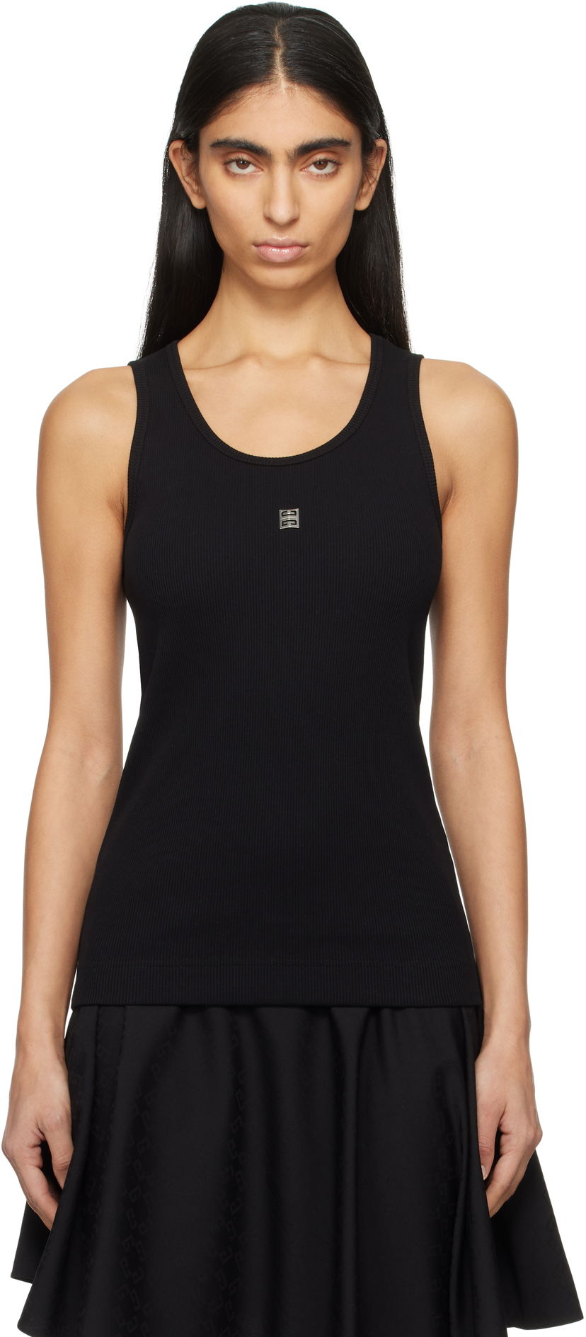 Majica brez rokavov Givenchy Ribbed Tank Top Črna | BW70CH3YHY001