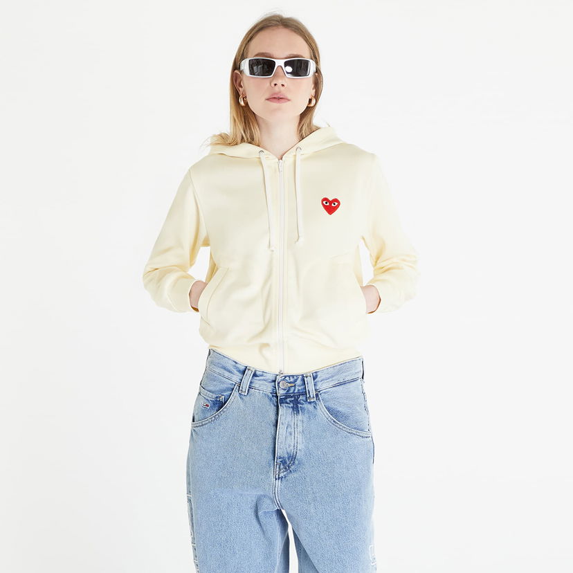 Pulover Comme des Garçons PLAY Sweatshirt Knit Bež | AZT171 ivory