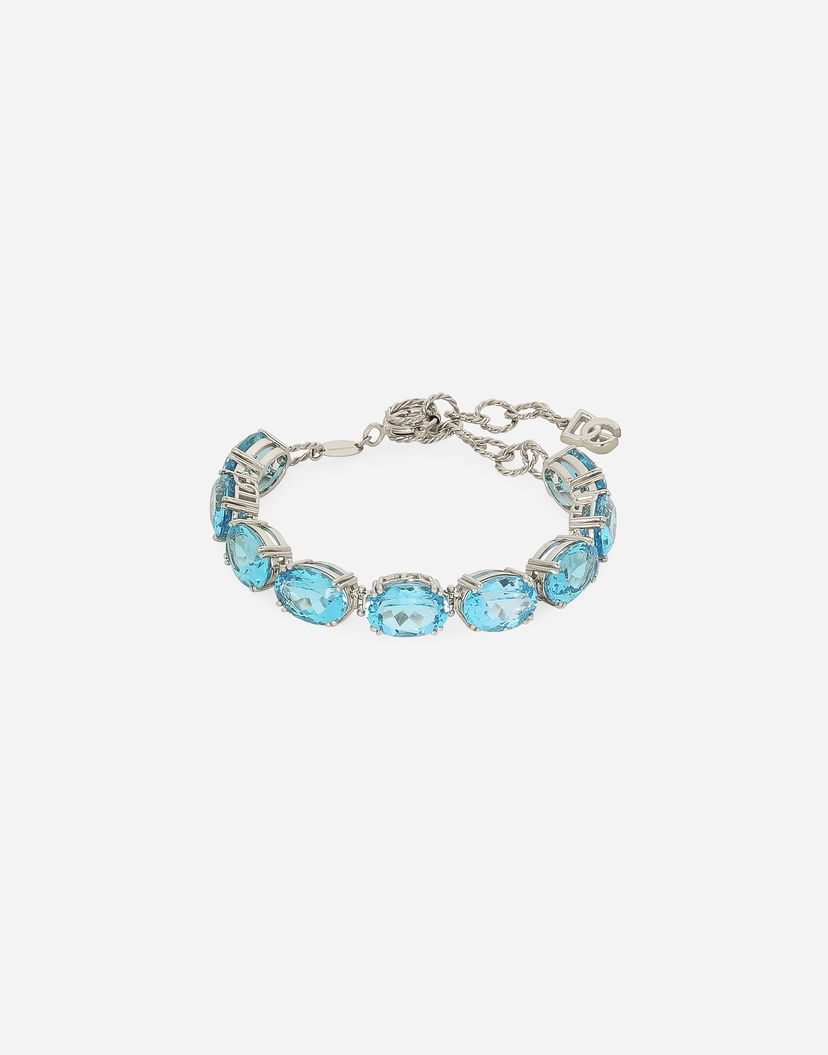 Zapestnica Dolce & Gabbana Dolce & Gabbana Anna 18kt White Gold Bracelet with Light Blue Topazes Modra | WBQA4GWTOLB80001