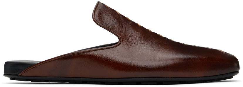 Oblačila Bottega Veneta Bottega Veneta Roma Leather Slippers Rjava | 816591V54T03369