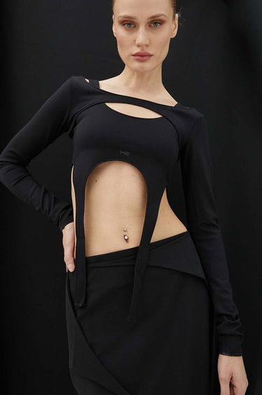 Krop-top HELIOT EMIL Long Sleeve Cut-Out Top Črna | HE.W.13.051.BLK01, 3