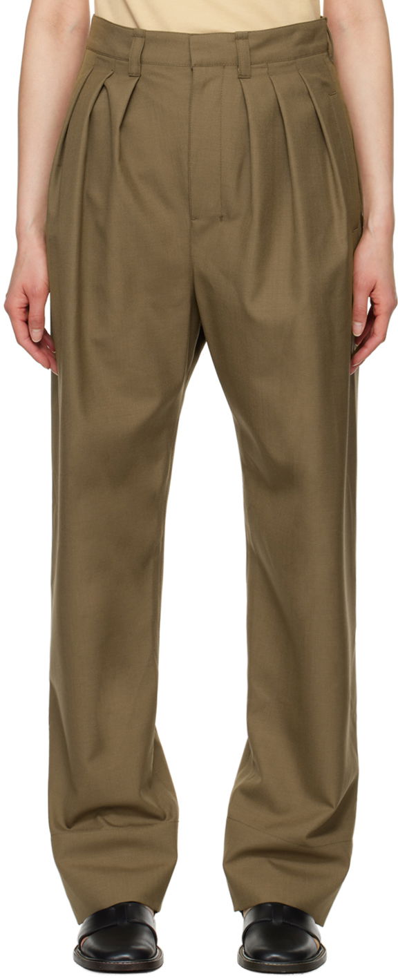 Hlače LEMAIRE LEMAIRE Pleated Trousers Zelena | PA1093 LF414