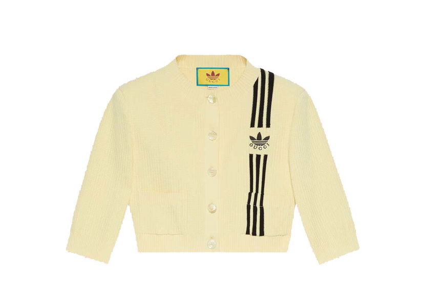 Pleteni pulover Gucci adidas x Cropped Cardigan Yellow Rumena | 693785 XKCDQ 7467