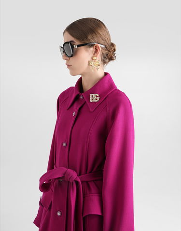 Plašči Dolce & Gabbana Dolce & Gabbana Single-Breasted Wool Crepe Coat with Belt Roza | F0GHETFU2TZR0718, 3
