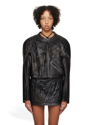 Jakna Acne Studios Patchwork Leather Jacket Črna | A70152-