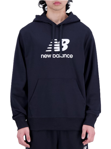 Pulover New Balance Essentials Stacked Logo French Terry Hoodie Črna | mt31537-bk