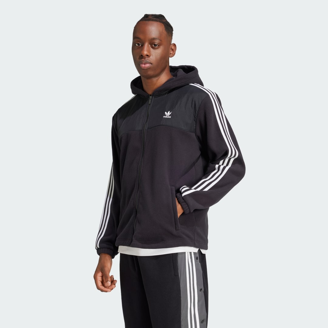 Pulover adidas Performance Adicolor 3-Stripes Teddy Fleece Črna | IZ4802, 0