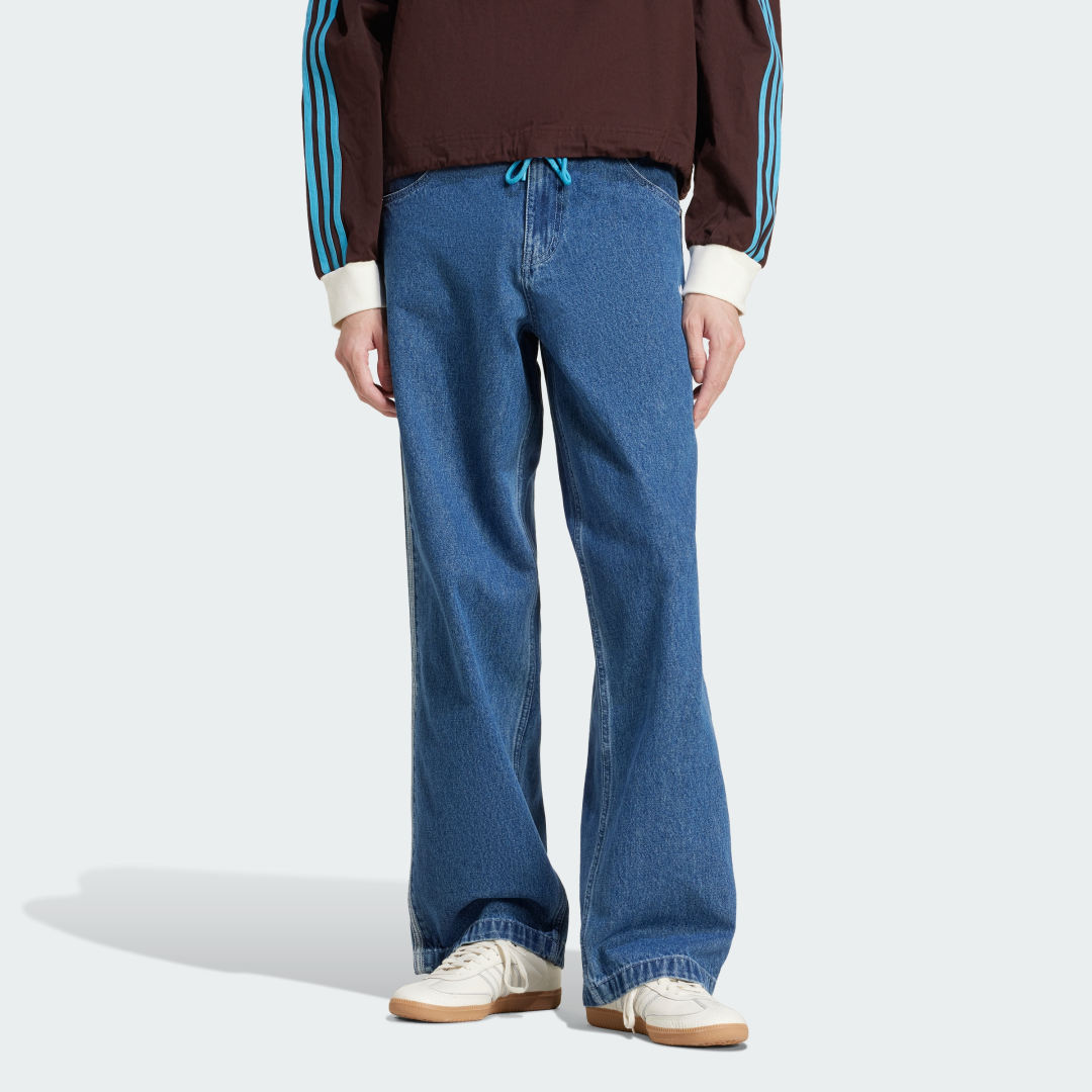 Kavbojke adidas Performance Adicolor Firebird Denim Wide Leg Pants Modra | JC6234, 0
