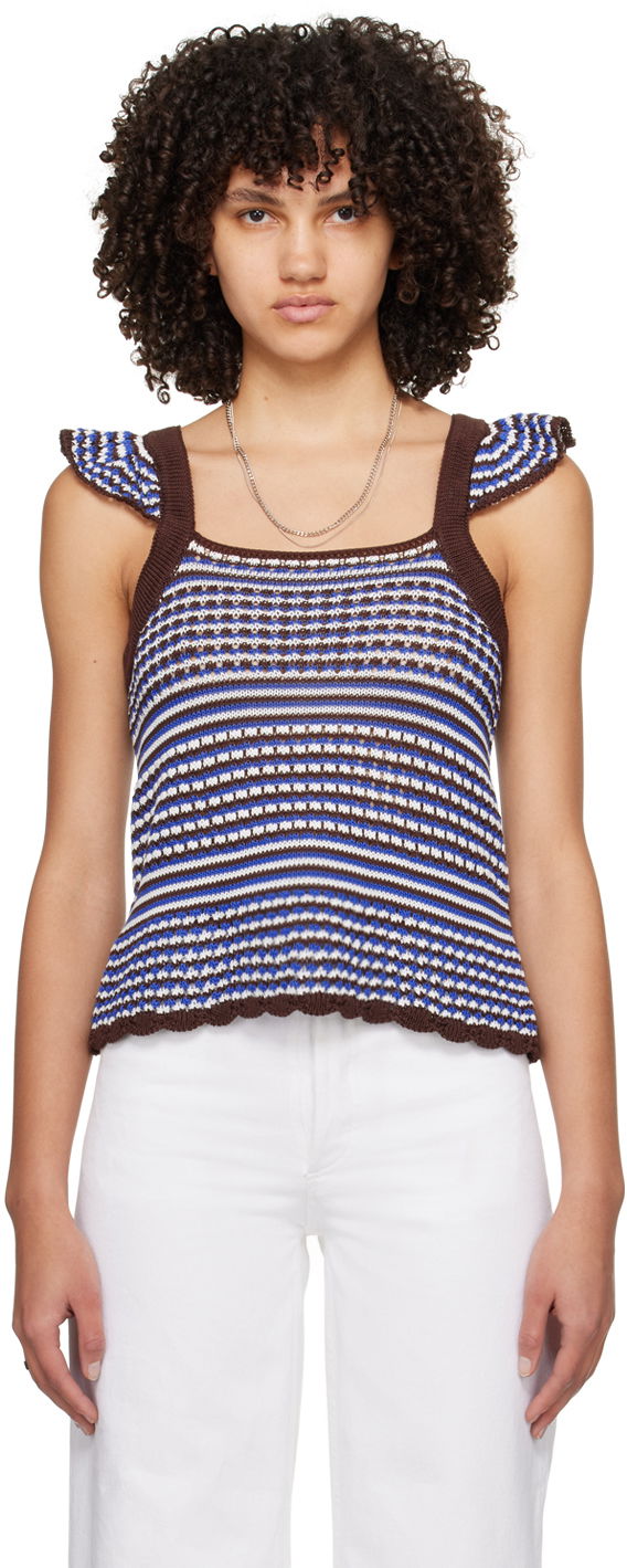 Majica brez rokavov A.P.C. Crocheted Tank Top Modra | COGDJ-F23305