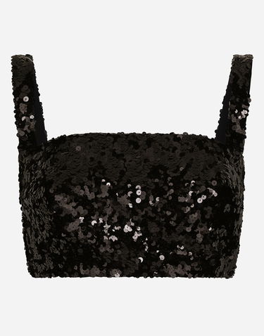 Krop-top Dolce & Gabbana Sequined Crop Top With Straps Črna | F79AATHLMZMN0000, 0