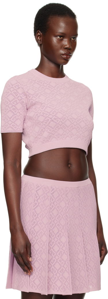 Pleteni pulover Givenchy Cropped Jacquard Sweater Roza | BW90TT4ZPN533, 1