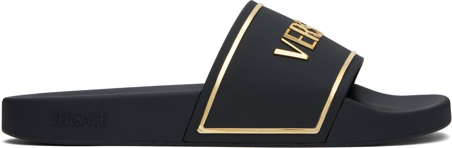 Superge in čevlji Versace Versace Logo Pool Slides Črna | 1018496_1A13176, 0