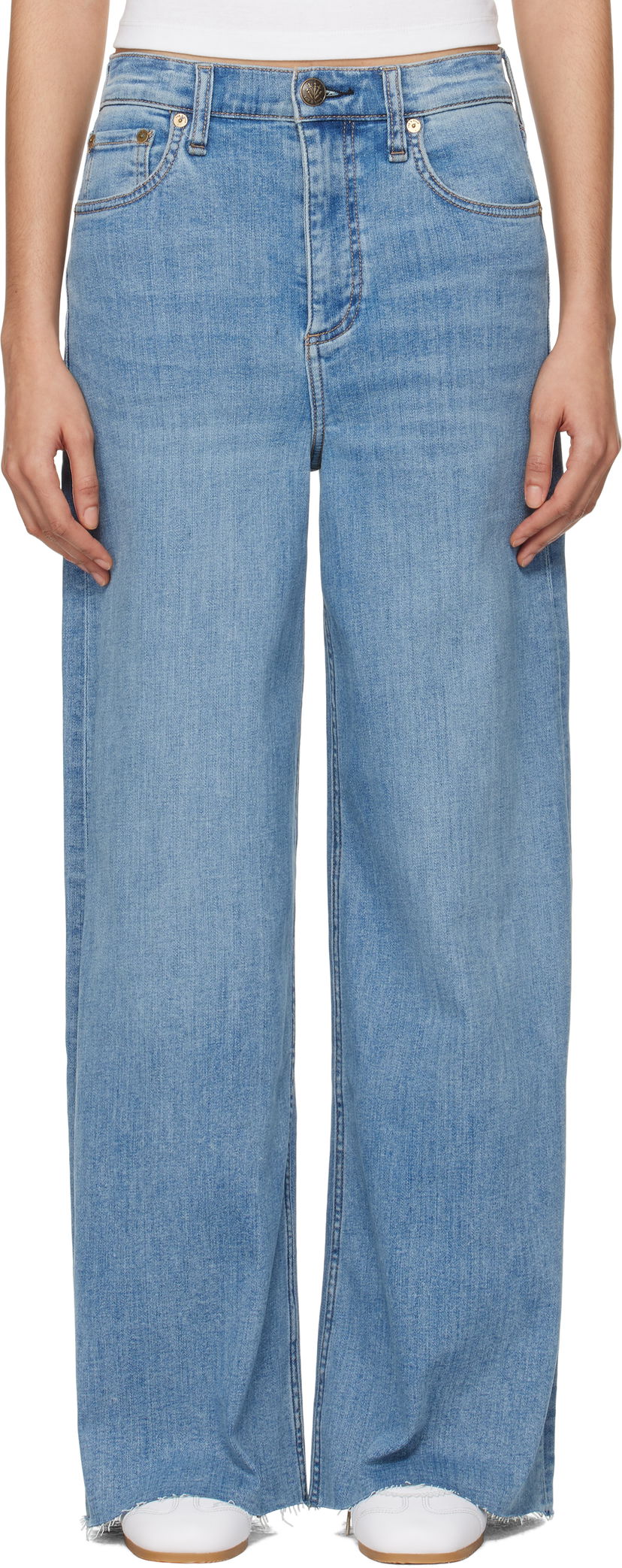 Kavbojke rag & bone rag & bone 'The Sofie' High-Rise Ultra Wide Ankle Jeans Modra | WDD24F3000FUMO