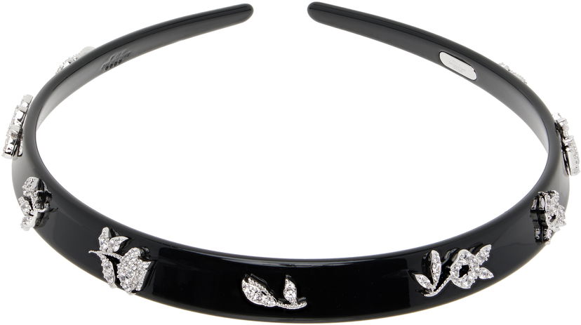 Zatiči SHUSHU/TONG SHUSHU/TONG YVMIN Edition Floral Gemstone Headband Črna | 25647SLV00NN