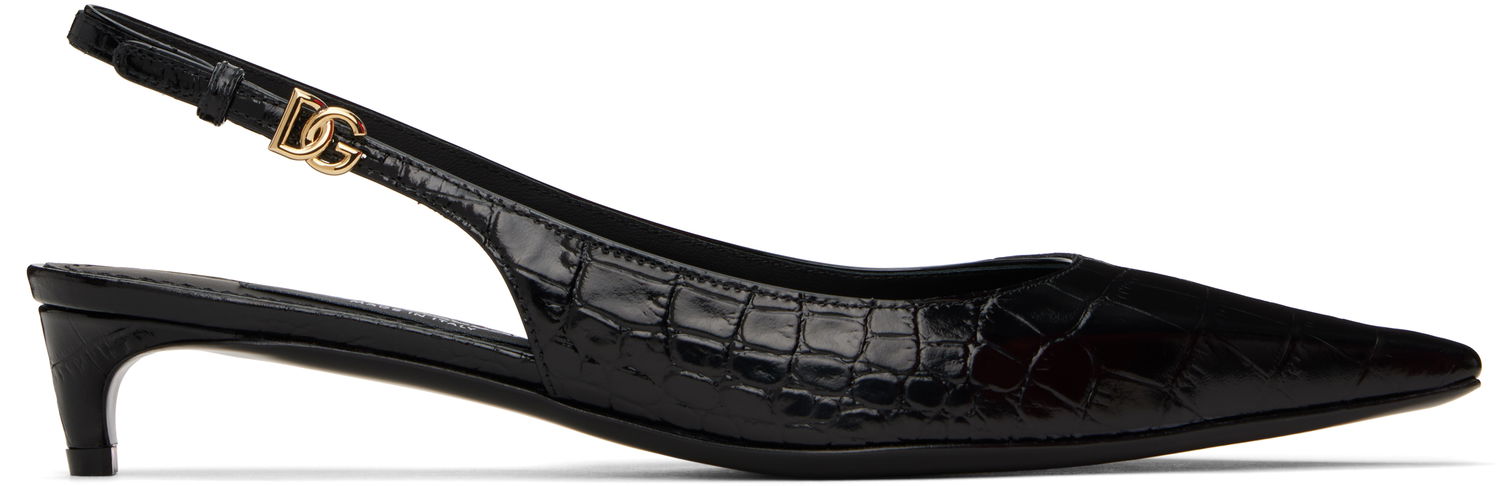 Superge in čevlji Dolce & Gabbana Calfskin Slingback Heels Črna | CG0804 A5491, 0