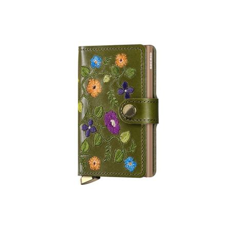 Denarnica Secrid Floral Embroidered Mini Cardholder Wallet Zelena | MSt-Olive