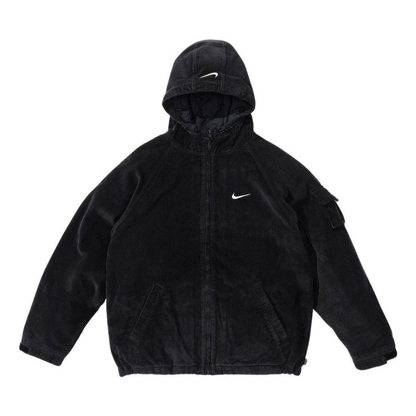 Puhovka Supreme Arc Corduroy Hooded Jacket Črna | SUP-SS22-823